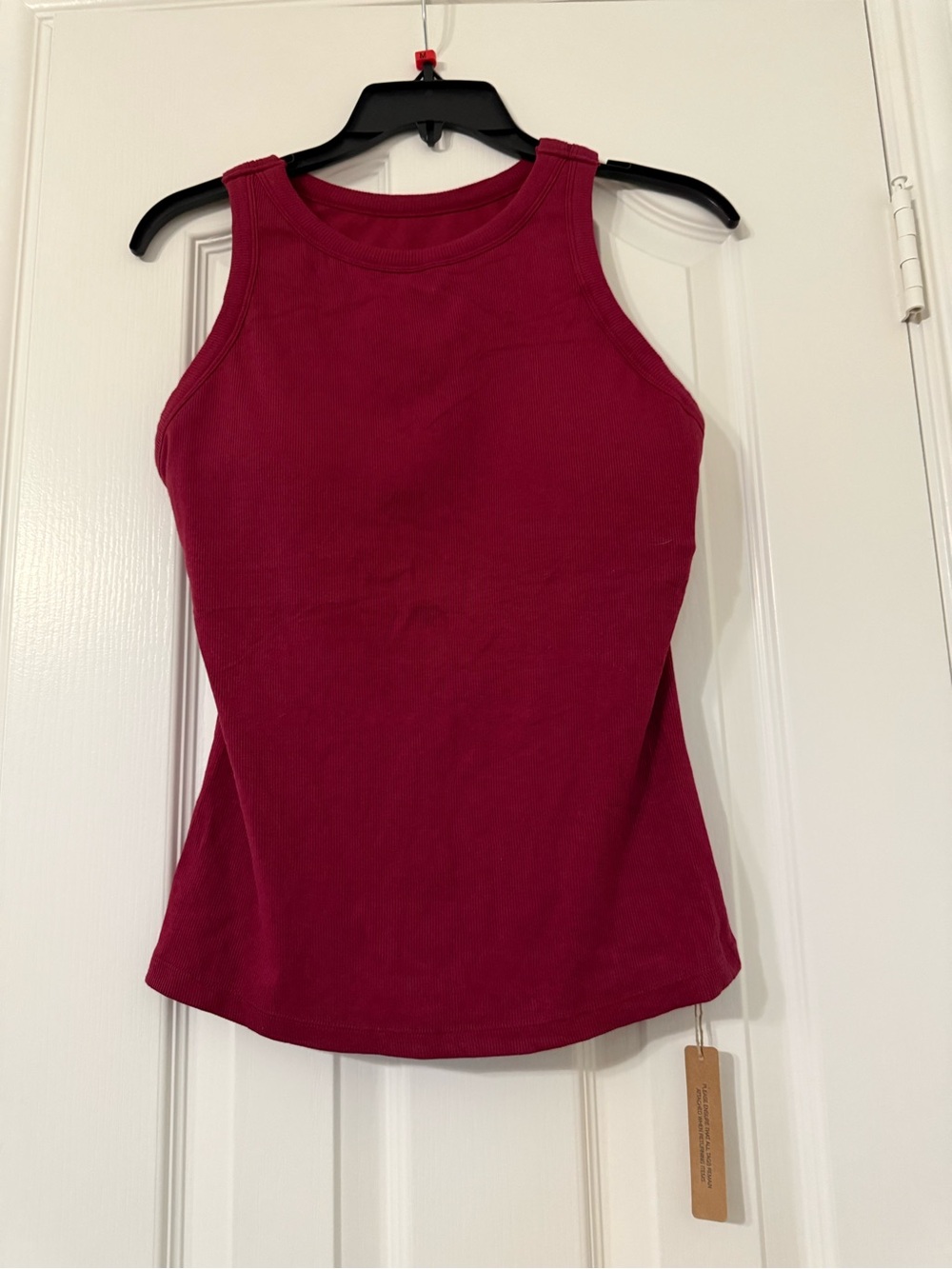 NWT Ribbed Tank Top with Built-In Bra, Burgundy Size Medium